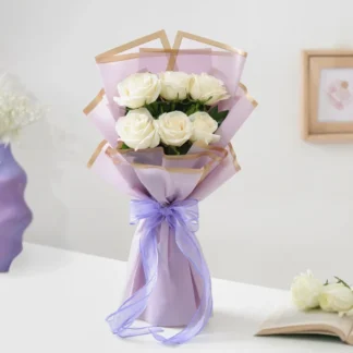 Serene White Roses Bouquet